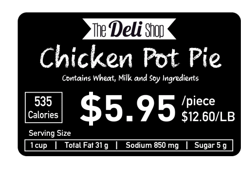 Price Tag Chicken Hot Pie created with Edikio price tag solution