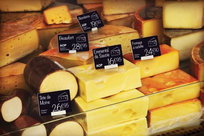 Cheese Price Tag Labels created  with Edikio plastic card printers