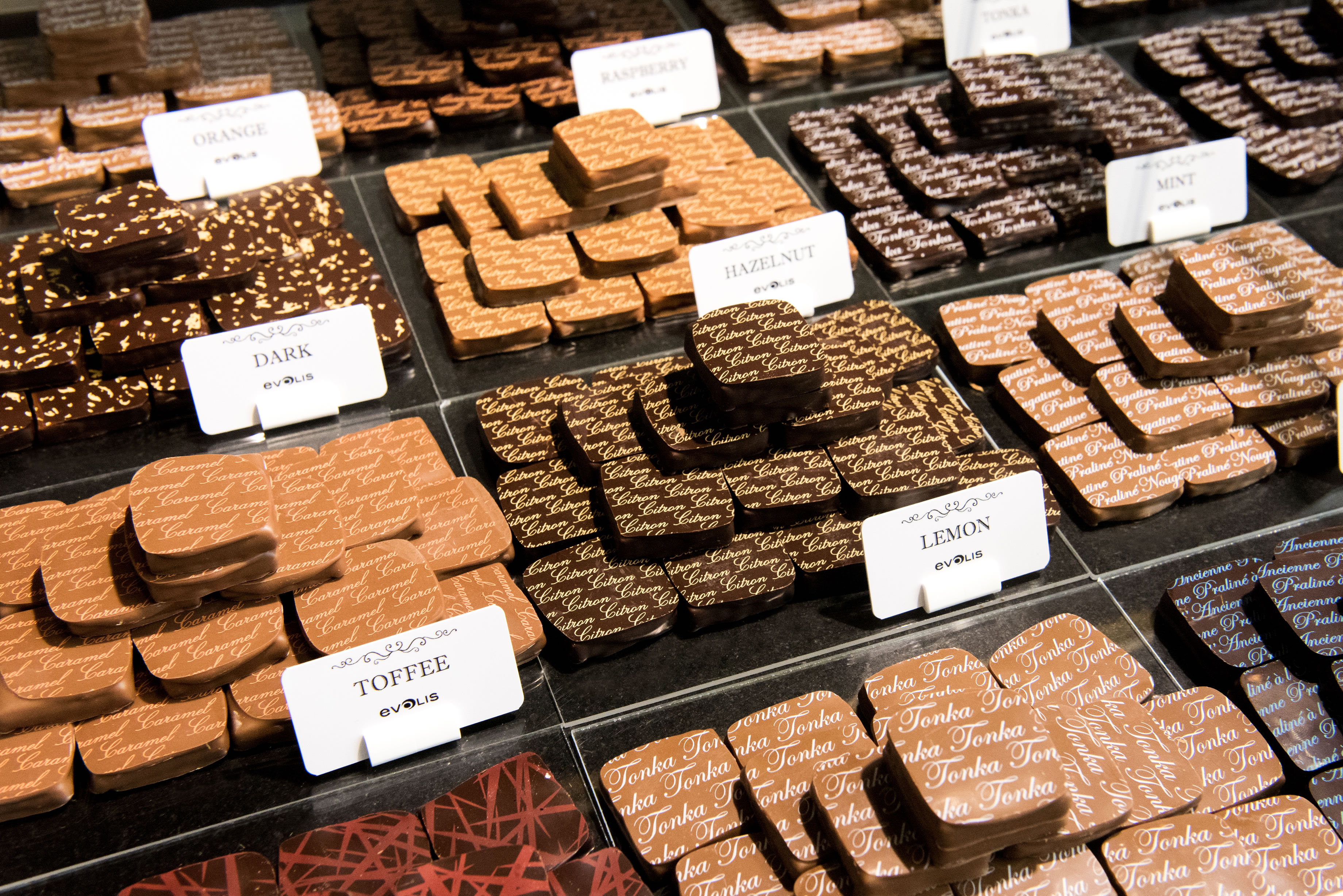 Chocolate display p[rice tags created by Edikio