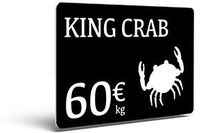 Price Tag King Crab created with Edikio food labelling solutions